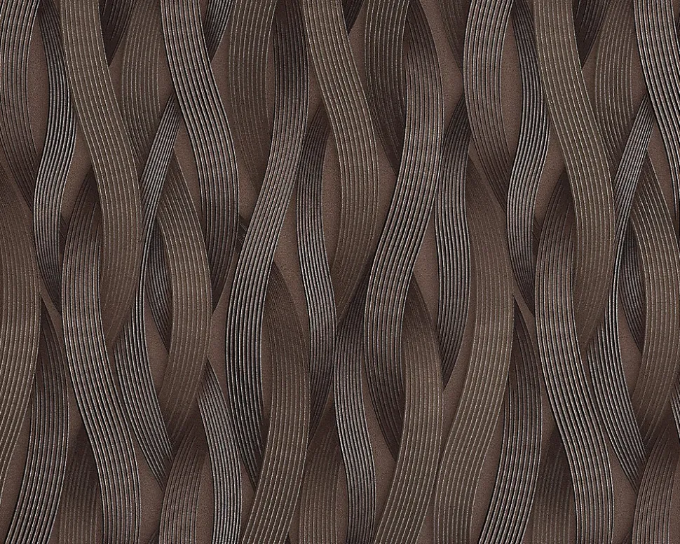 Papier peint à rayures EDEM 81130BR26 Papier peint intissé texturé ton-sur-ton et des accents métalliques brun bronze argent