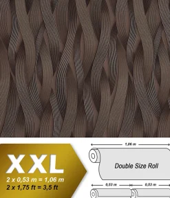Papier peint à rayures EDEM 81130BR26 Papier peint intissé texturé ton-sur-ton et des accents métalliques brun bronze argent