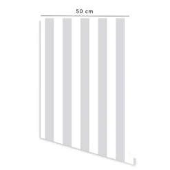 Papier peint adhésif a rayure gris et blanc en vinyle lavable et amovible - 1 rouleau 50x300 cm - Decochic
