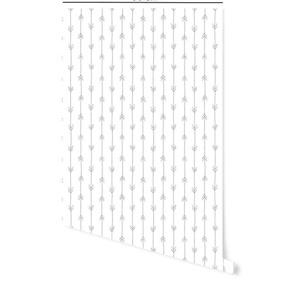 Papier peint adhésif boheme flèches gris et blanc en vinyle lavable et amovible - 1 rouleau 50x300 cm - Decochic