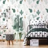 Papier peint adhésif cactus vert et beige en vinyle lavable et amovible - 1 rouleau 50x300 cm - Decochic
