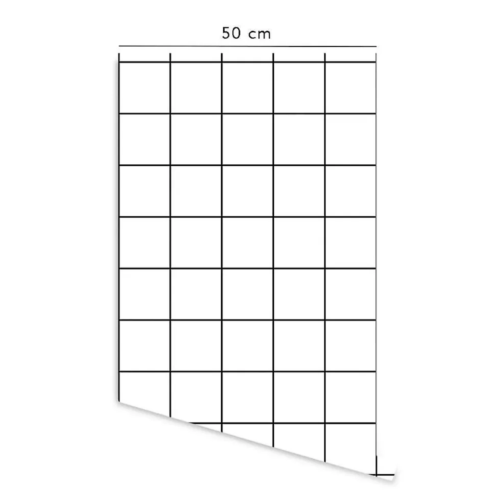 Papier peint adhésif carreaux blanc et noir en vinyle lavable et amovible - 1 rouleau 50x300 cm - Decochic