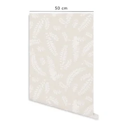 Papier peint adhésif feuillage ivoire en vinyle lavable et amovible - 1 rouleau 50x300 cm - Decochic