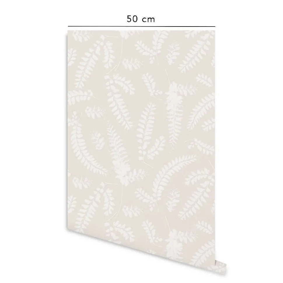 Papier peint adhésif feuillage ivoire en vinyle lavable et amovible - 1 rouleau 50x300 cm - Decochic