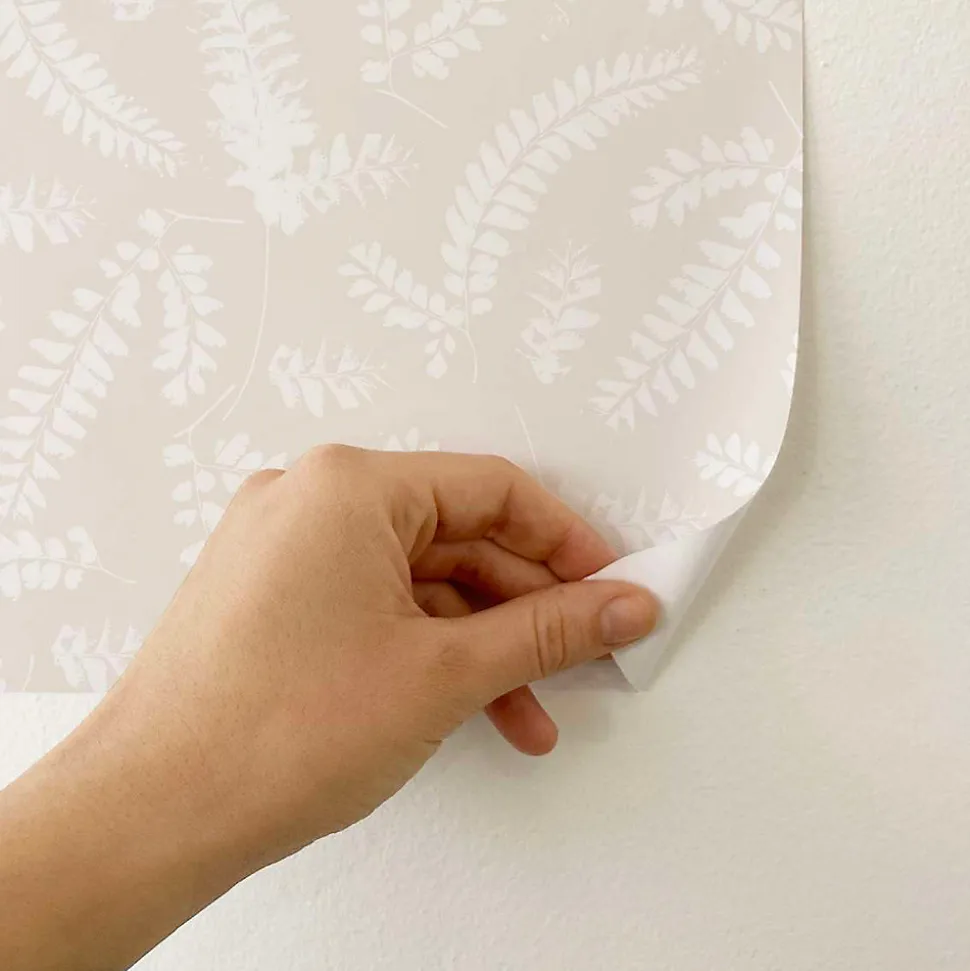 Papier peint adhésif feuillage ivoire en vinyle lavable et amovible - 1 rouleau 50x300 cm - Decochic