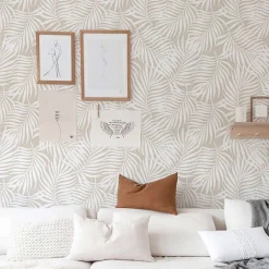 Papier peint adhésif feuilles tropicales écru en vinyle lavable et amovible - 1 rouleau 50x300 cm - Decochic