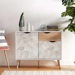 Papier peint adhésif feuilles tropicales écru en vinyle lavable et amovible - 1 rouleau 50x300 cm - Decochic