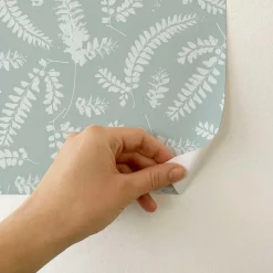 Papier peint adhésif feuillage bleu en vinyle lavable et amovible - 1 rouleau 50x300 cm - Decochic