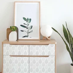 Papier peint adhésif feuilles gris en vinyle lavable et amovible - 1 rouleau 50x300 cm - Decochic