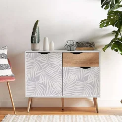 Papier peint adhésif feuille de palmier gris en vinyle lavable et amovible - 1 rouleau 50x300 cm - Decochic