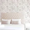 Papier peint adhésif fleurie chambre blanc et écru en vinyle lavable et amovible - 1 rouleau 50x300 cm - Decochic
