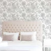 Papier peint adhésif fleurs blanc et gris en vinyle lavable et amovible - 1 rouleau 50x300 cm - Decochic