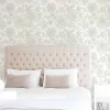 Papier peint adhésif floral blanc et vert en vinyle lavable et amovible - 1 rouleau 50x300 cm - Decochic
