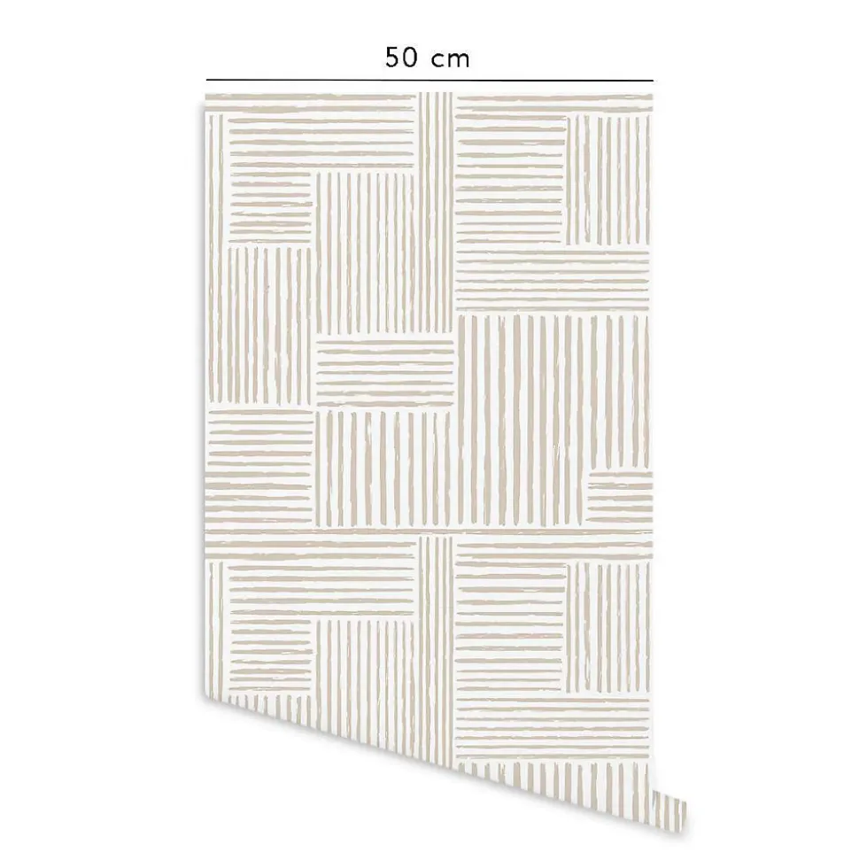 Papier peint adhésif harmonie écru en vinyle lavable et amovible - 1 rouleau 50x300 cm - Decochic