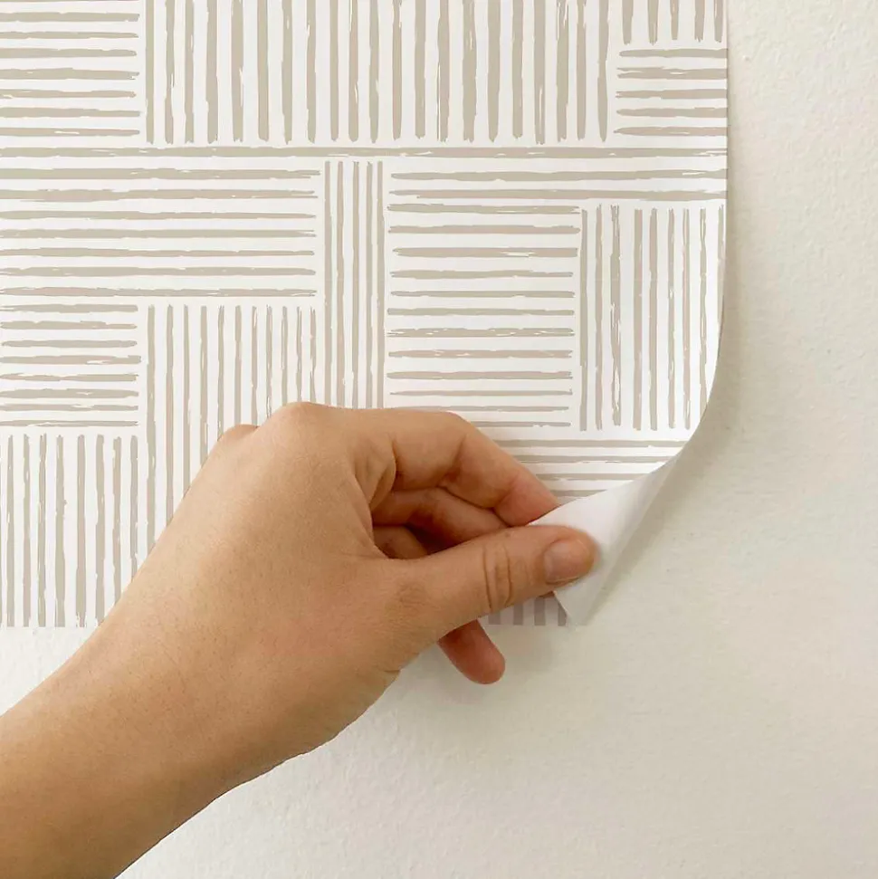 Papier peint adhésif harmonie écru en vinyle lavable et amovible - 1 rouleau 50x300 cm - Decochic