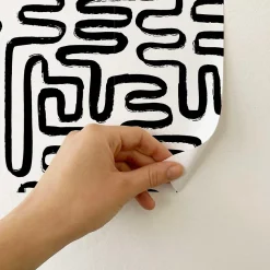 Papier peint adhésif jardin zen noir en vinyle lavable et amovible - 1 rouleau 50x300 cm - Decochic