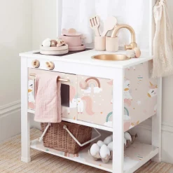 Papier peint adhésif licornes rose en vinyle lavable et amovible - 1 rouleau 50x300 cm - Decochic