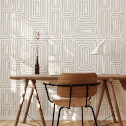 Papier peint adhésif ligne d'encre écru en vinyle lavable et amovible - 1 rouleau 50x300 cm - Decochic