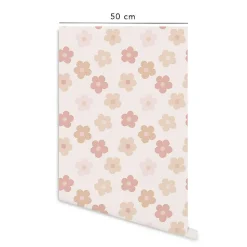 Papier peint adhésif marguerites rose en vinyle lavable et amovible - 1 rouleau 50x300 cm - Decochic