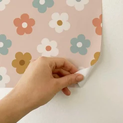 Papier peint adhésif marguerites multicolore en vinyle lavable et amovible - 1 rouleau 50x300 cm - Decochic