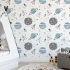 Papier peint adhésif planète bleu et gris en vinyle lavable et amovible - 1 rouleau 50x300 cm - Decochic