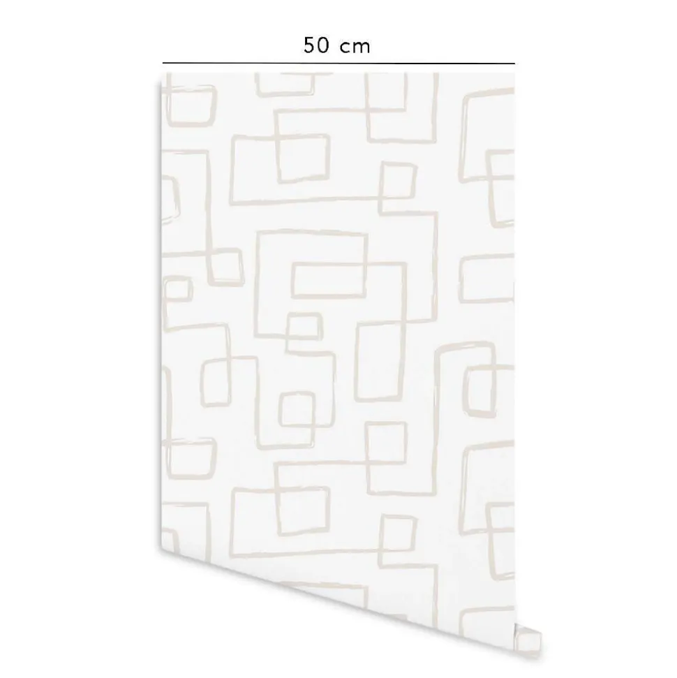 Papier peint adhésif équilibre ivoire en vinyle lavable et amovible - 1 rouleau 50x300 cm - Decochic