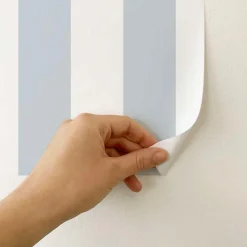 Papier peint adhésif rayures bleu et blanc en vinyle lavable et amovible - 1 rouleau 50x300 cm - Decochic