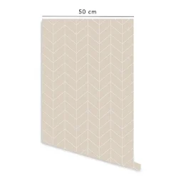 Papier peint adhésif scandinave écru et blanc en vinyle lavable et amovible - 1 rouleau 50x300 cm - Decochic