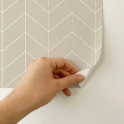 Papier peint adhésif scandinave écru et blanc en vinyle lavable et amovible - 1 rouleau 50x300 cm - Decochic