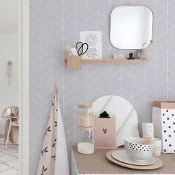 Papier peint adhésif scandinave gris et blanc en vinyle lavable et amovible - 1 rouleau 50x300 cm - Decochic