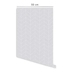 Papier peint adhésif scandinave gris et blanc en vinyle lavable et amovible - 1 rouleau 50x300 cm - Decochic
