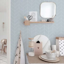 Papier peint adhésif style scandinave bleu et blanc en vinyle lavable et amovible - 1 rouleau 50x300 cm - Decochic