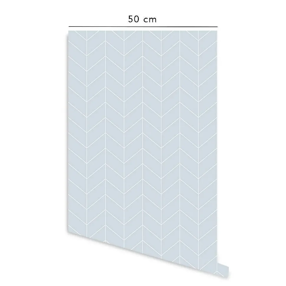 Papier peint adhésif style scandinave bleu et blanc en vinyle lavable et amovible - 1 rouleau 50x300 cm - Decochic
