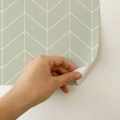 Papier peint adhésif style scandinave vert et blanc en vinyle lavable et amovible - 1 rouleau 50x300 cm - Decochic