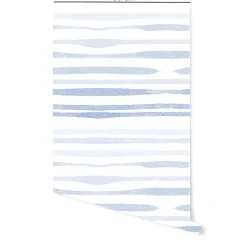 Papier peint adhésif vague bleu et blanc en vinyle lavable et amovible - 1 rouleau 50x300 cm - Decochic