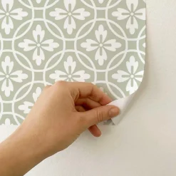 Papier peint adhésif vintage vert et blanc en vinyle lavable et amovible - 1 rouleau 50x300 cm - Decochic
