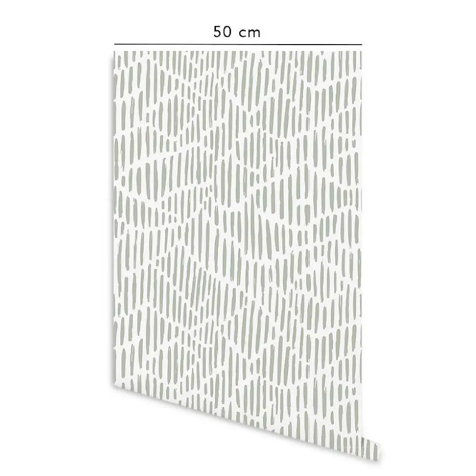 Papier peint adhésif wabi sabi vert en vinyle lavable et amovible - 1 rouleau 50x300 cm - Decochic