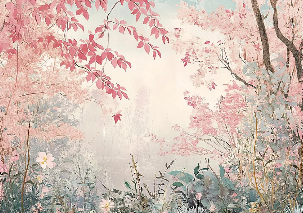 Papier Peint Arbres Nature Forêt Panoramique Intissé 350x250 cm - Colle Inclus - Moderne Papier Peint Intissé Chambre Salon