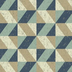 Papier peint architecture intissé triangles liège bleu
