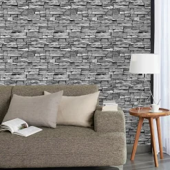 Papier peint Arrou gris motif pierre L.10m x l.53 cm