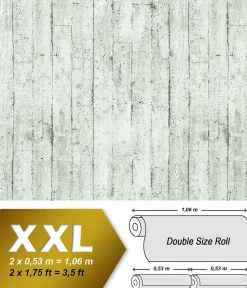 Papier peint aspect bois EDEM 81108BR00 papier peint gaufré à chaud avec dos intissé légèrement texturé au style shabby chic mat b