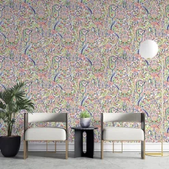 Papier peint aux motifs complexes d'inspiration orientale indienne - version 2 - 340x260 cm (l x h)