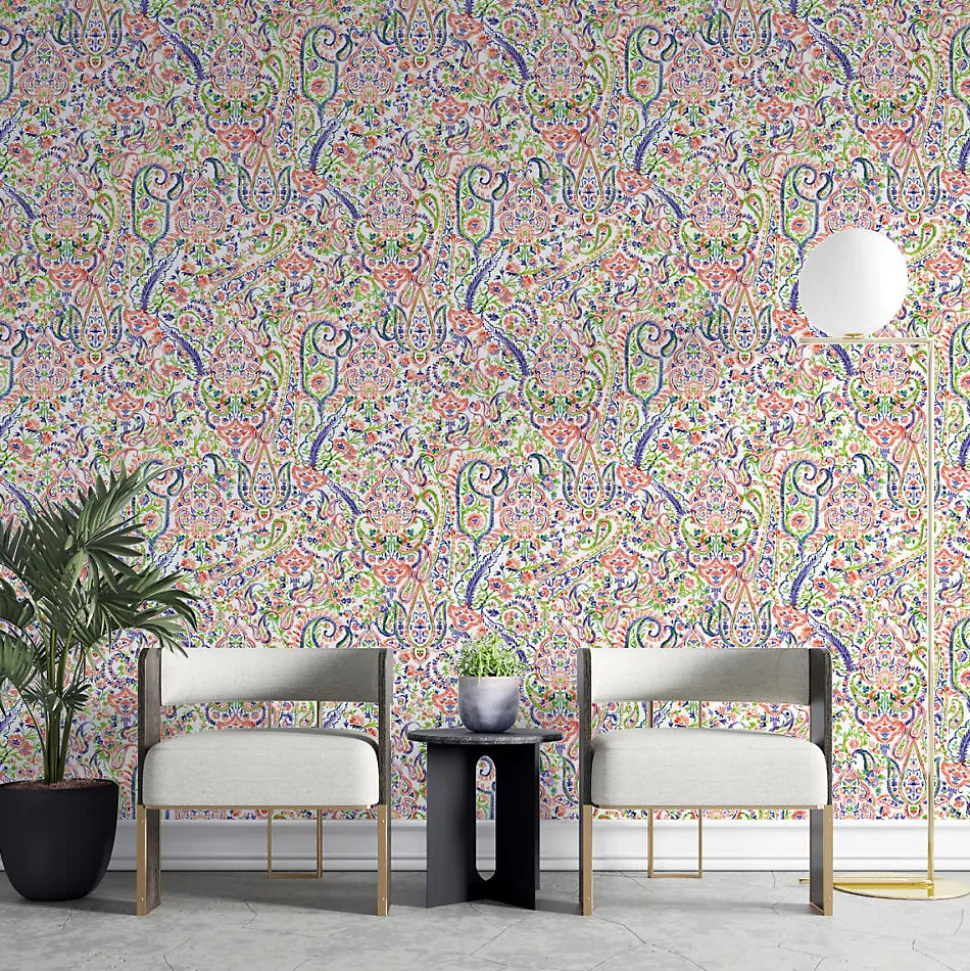 Papier peint aux motifs complexes d'inspiration orientale indienne - version 2 - 340x260 cm (l x h)