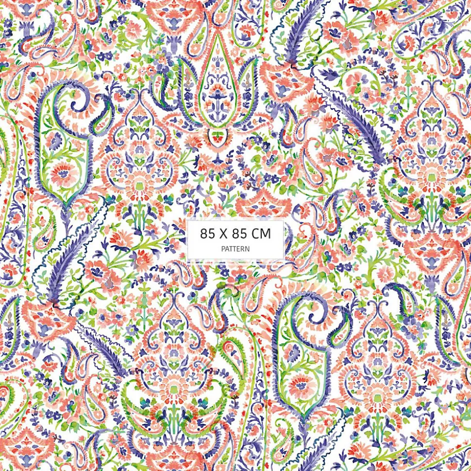 Papier peint aux motifs complexes d'inspiration orientale indienne - version 2 - 340x260 cm (l x h)