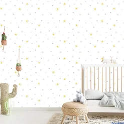 Papier peint Babyland intissé étoiles argent et or Lutèce