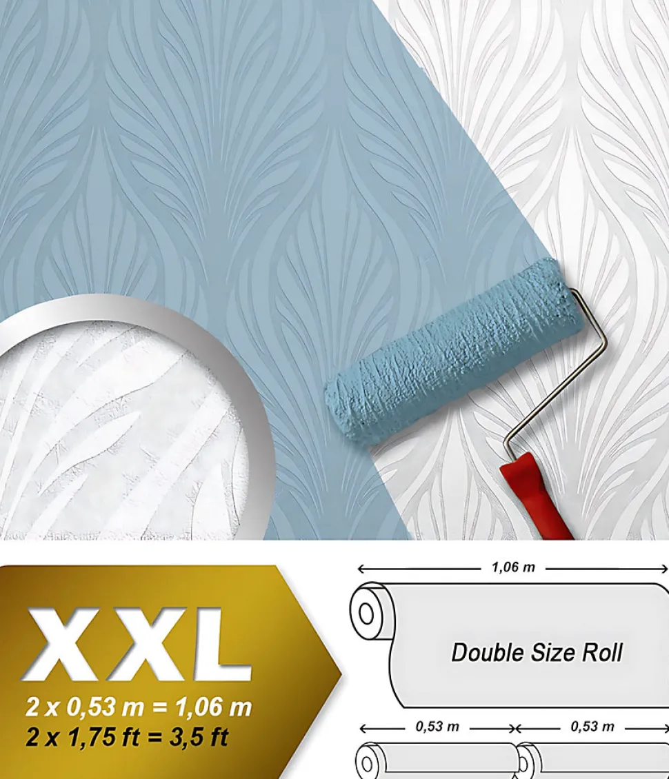 Papier peint baroque EDEM 83003BR60 Papier peint intissé à peindre texturé avec un dessin graphique mat blanc