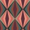 Papier peint Bensimon vinyle intissé losange seventies Rose et vert