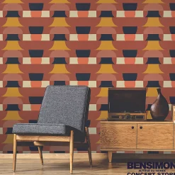 Papier peint Bensimon vinyle intissé déco seventies Noisette