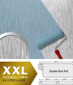 Papier peint blanc non-tissé à peindre texturé rayure 1 roul. EDEM 80373BR60 largeuer double
