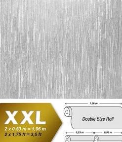 Papier peint blanc non-tissé à peindre texturé rayure 1 roul. EDEM 80373BR60 largeuer double